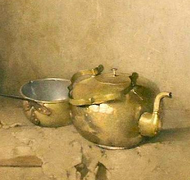 Brass Kettle With Porcelain Coffee Pot