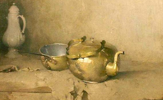 Brass Kettle With Porcelain Coffee Pot