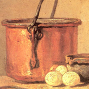 Still Life Of Cooking Utensils, Cauldron, Casserole, and Eggs