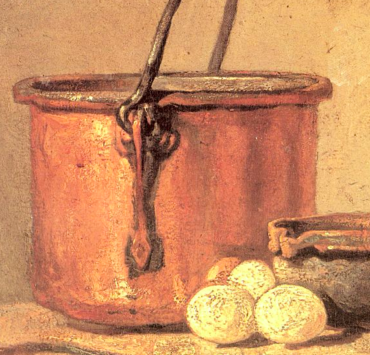 Still Life Of Cooking Utensils, Cauldron, Casserole, and Eggs