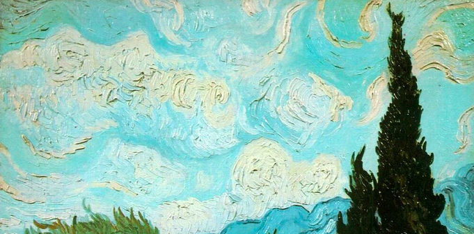 Wheat Field With Cypresses