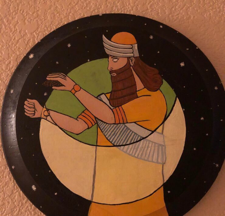 Acrylic painting of Nanna Sumerian god of the moon
